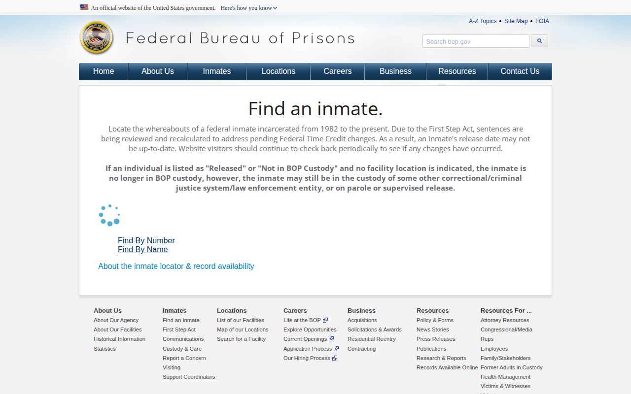 Federal BOP release lookup for a Shelby County person